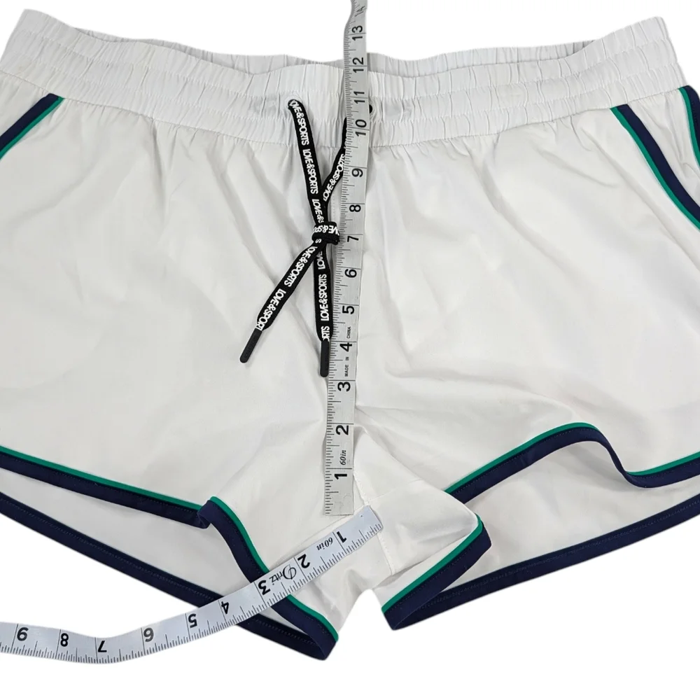 Love & Sports XL Running Shorts White Green Womens Retro Brief Liner Quick Dry - Picture 11 of 11